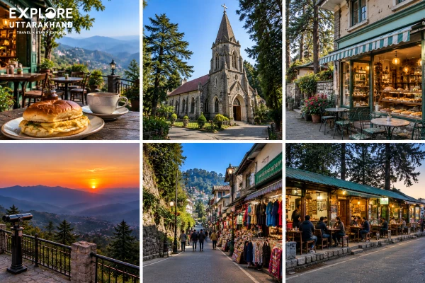Landour tourist places including cafes, St. Paul’s Church, Landour Bakehouse, Lal Tibba, Sister Bazaar and Char Dukan