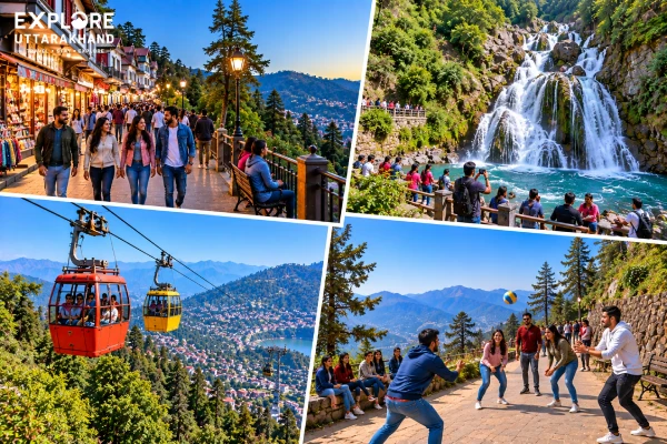 Mussoorie Mall Road evening stroll, Kempty Falls, Gun Hill cable car ride and Camel's Back Road group games